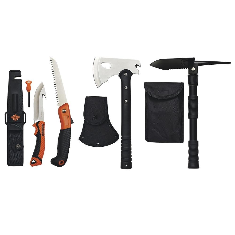 4 PIECE SURVIVAL TOOL SET – SURVIVAL, CAMPING, HUNTING. AX, KNIFE, SHOVEL, SAW