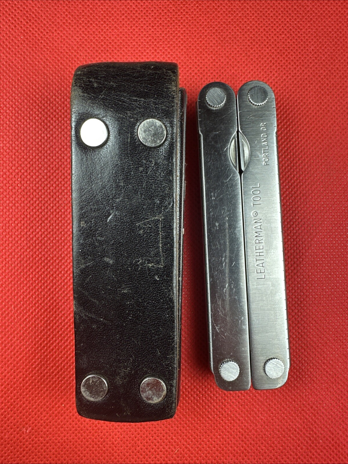 1996-7 Original Leatherman PST II Leather Sheath, Scissor, fish hook file, combo