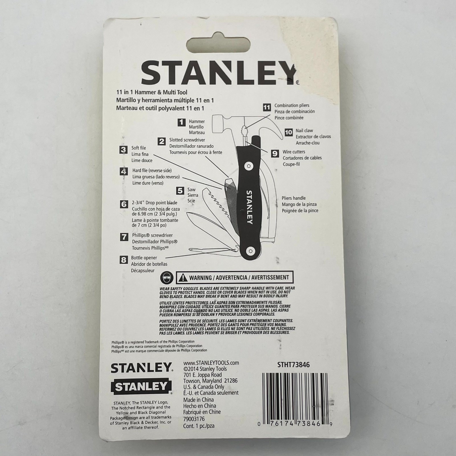 Stanley 11 in 1 Hammer & Multi Tool STHT73846 Pliers Knife Saw Screwdriver