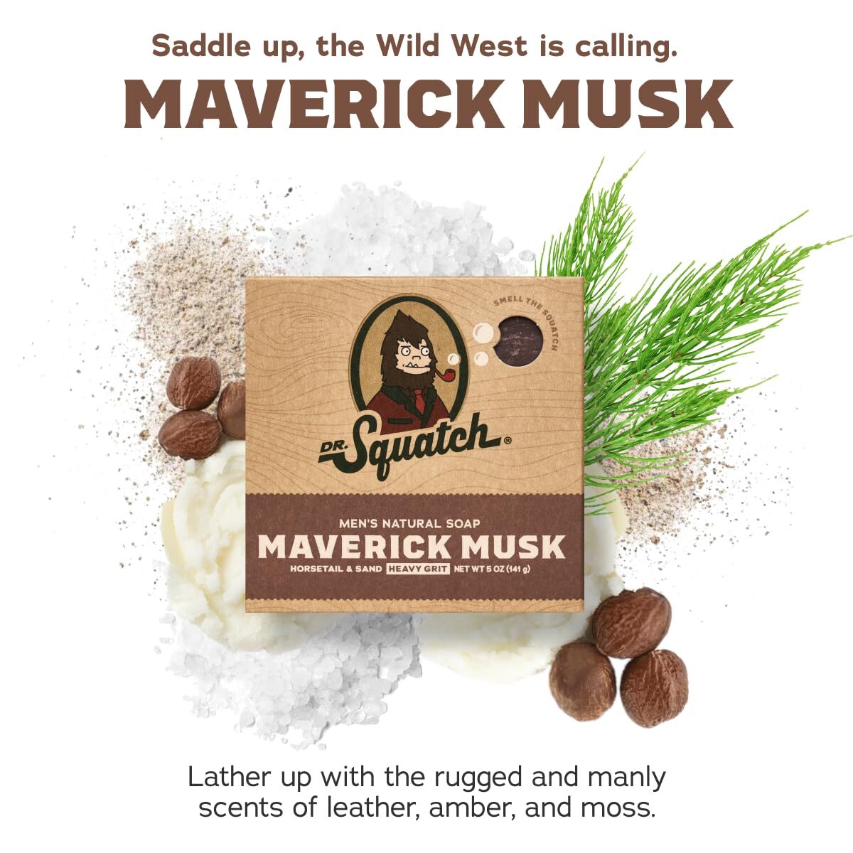 NATURAL BAR SOAP for Men Cold Process Soap Maverick Musk 5oz 5 Pack DR. SQUATCH
