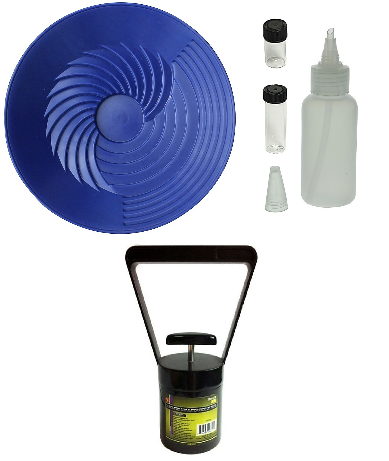 Turbopan BLUE 10″ Gold Pan/Snuffer/Vials/Black Sand Magnet Panning Prospecting