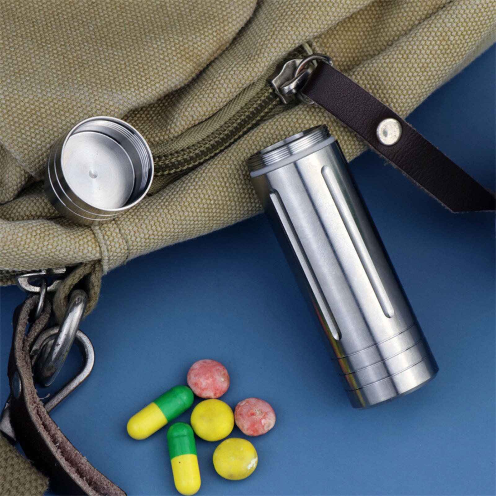 Titanium Alloy Waterproof Case EDC Portable Pill Medicine Capsule Storage Tools