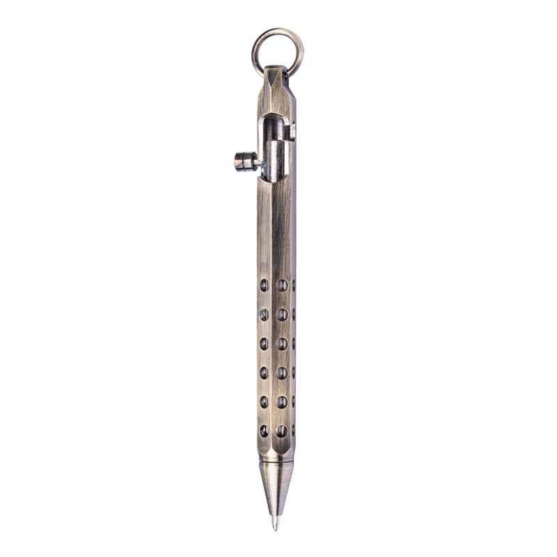 Handmade Six-Edge Brass Pen Practical Ballpoint Pen Pocket Keychain EDC Pen