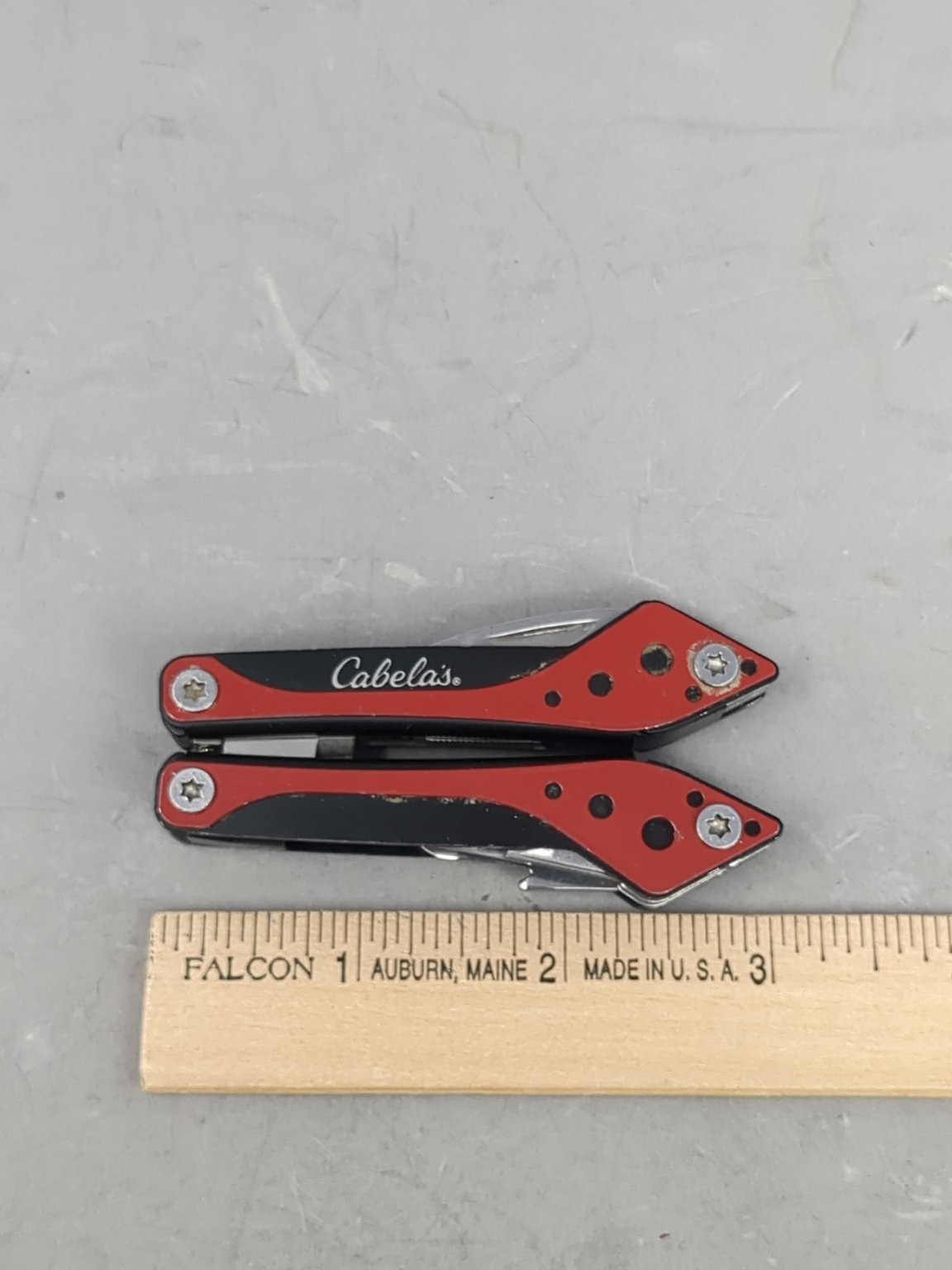 Cabela’s Multi-Tool Stainless Steel Red Black Camping Hiking Knife
