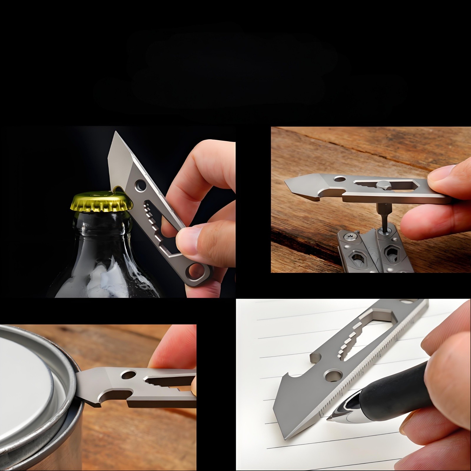 Titanium Alloy Mini Pry Bar Multi Tool Keychain Bottle Opener Cutter Pocket