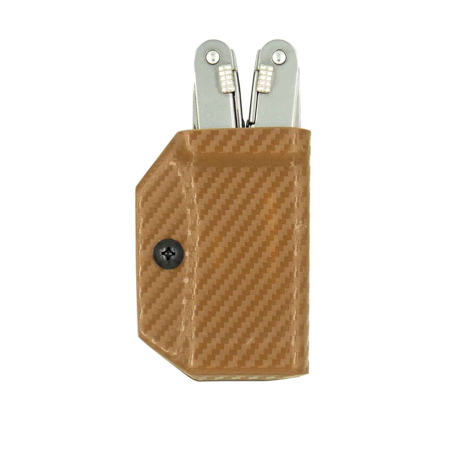Clip & Carry Kydex Multitool Sheath – Victorinox SPIRIT – USA Made Brown Carbon