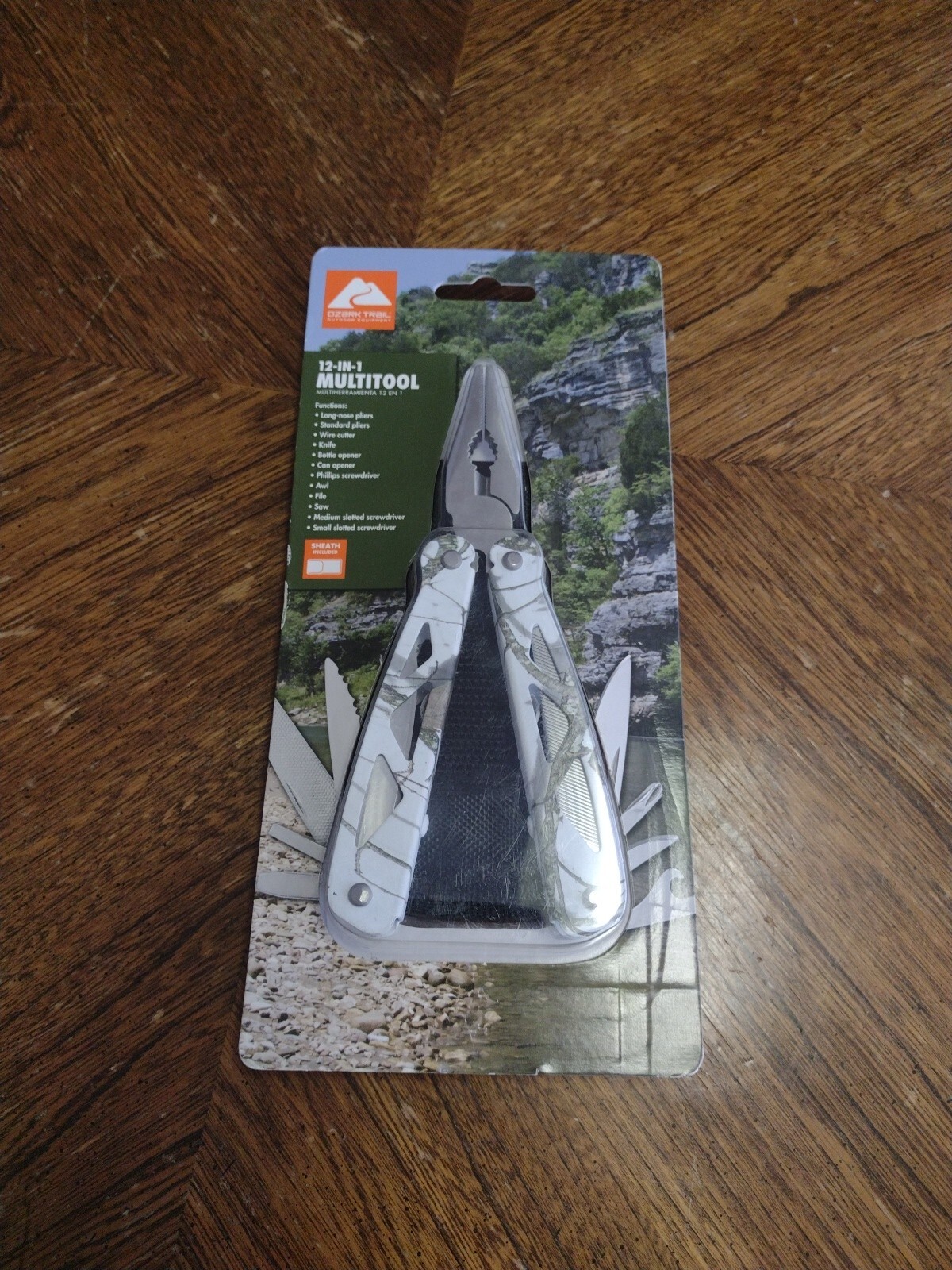 NEW Ozark Trail 12-In-1 Multi-Tool Knife Saw & Sheath MOSSY OAK WINTER Camo