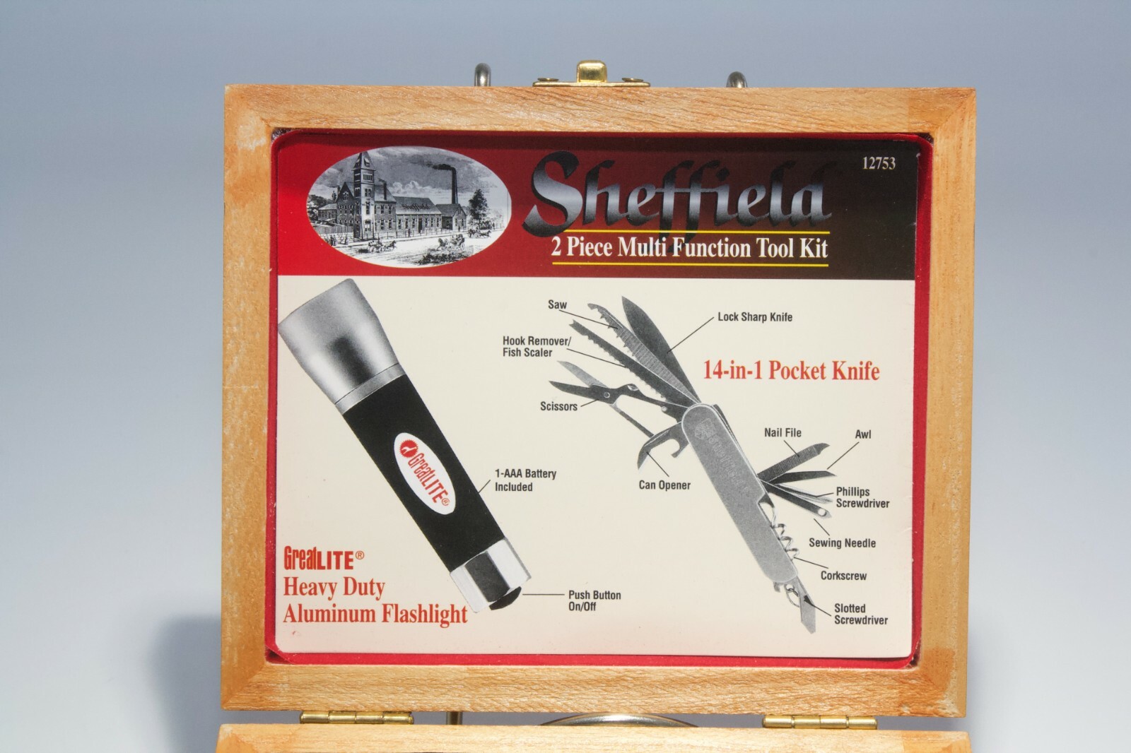 Sheffield 2 Piece Multi Multi Function Tool Kit In Wood Original Box