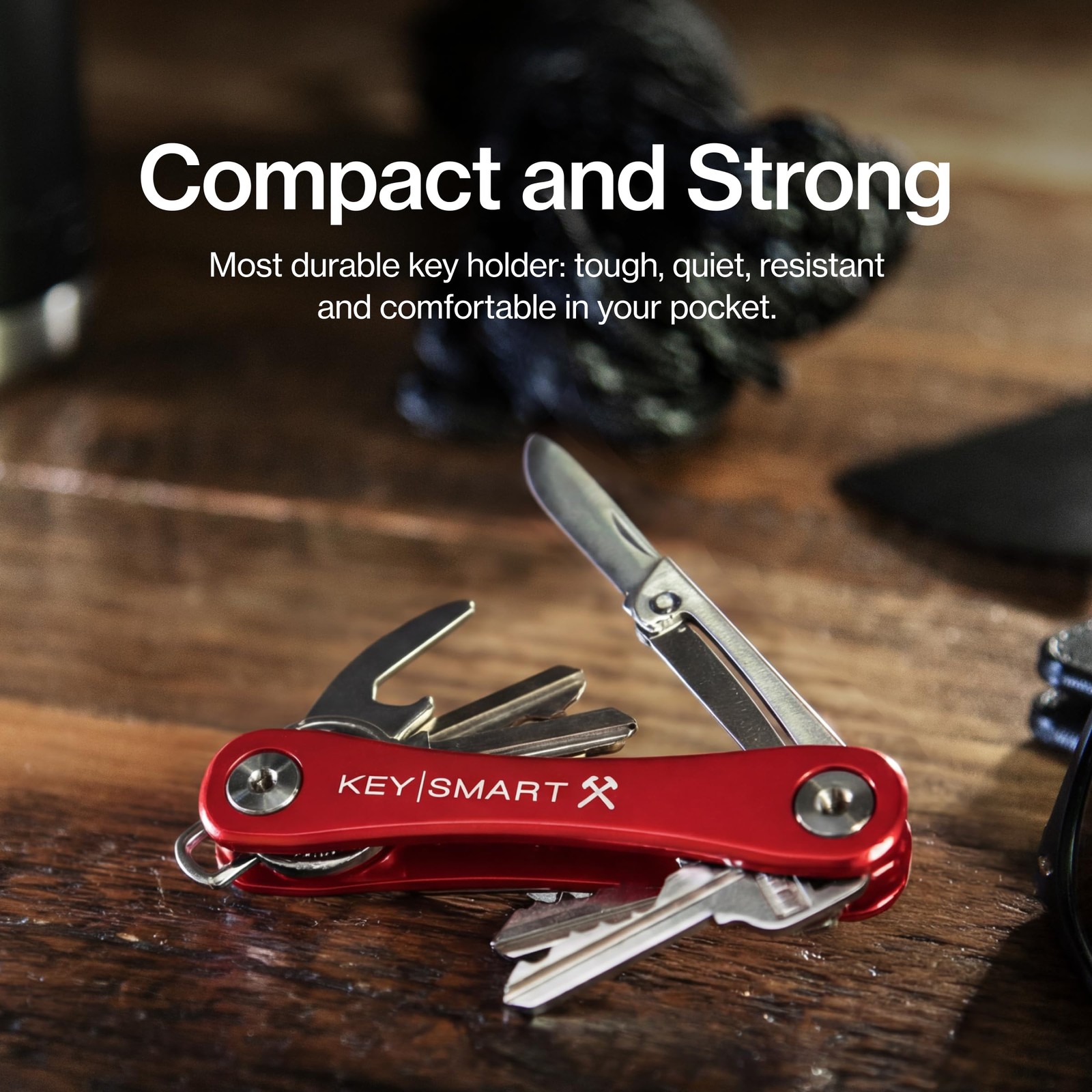 KeySmart Rugged – Multitool Key Holder for Keychain w/Bottle Opener and Pocke…