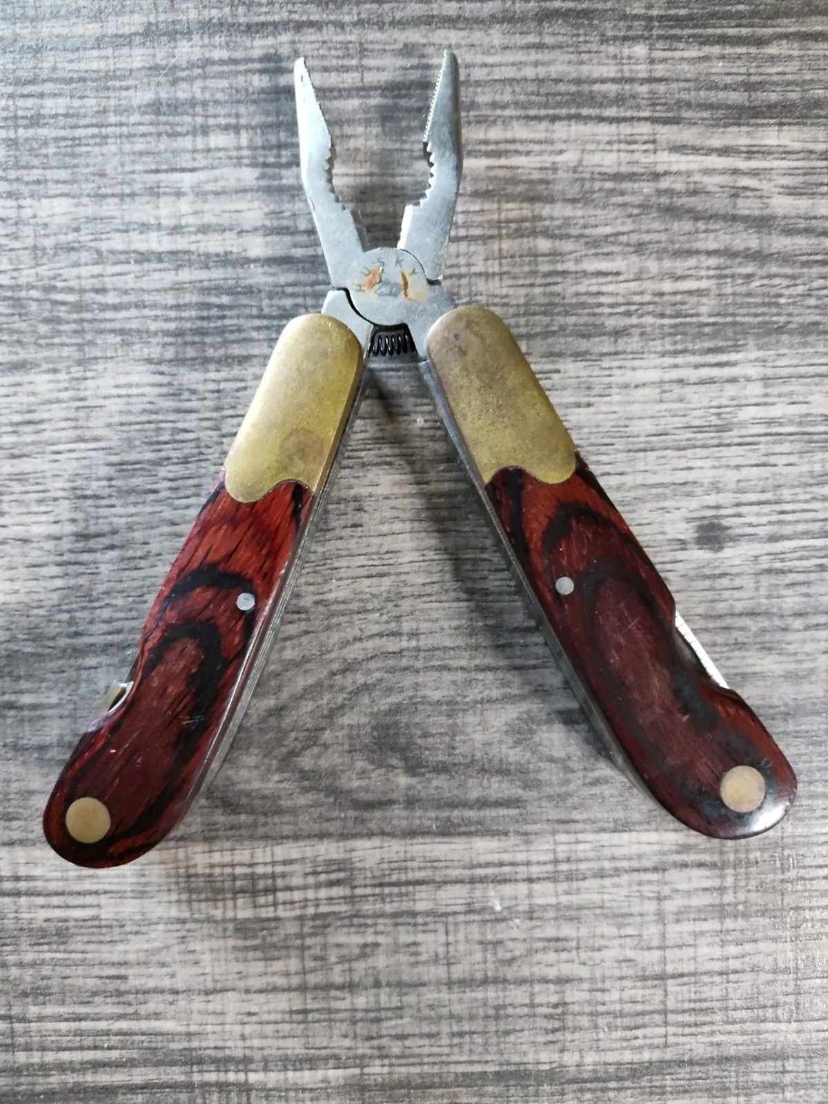 Vintage Husky 25 Years 25th Anniversary Limited Edition Multi-Tool Brass & Wood