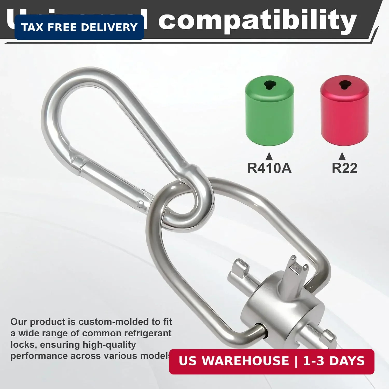 HVAC Tools, Locking Cap Key for Refrigerant Safety Caps, Universal Triple Use Mu