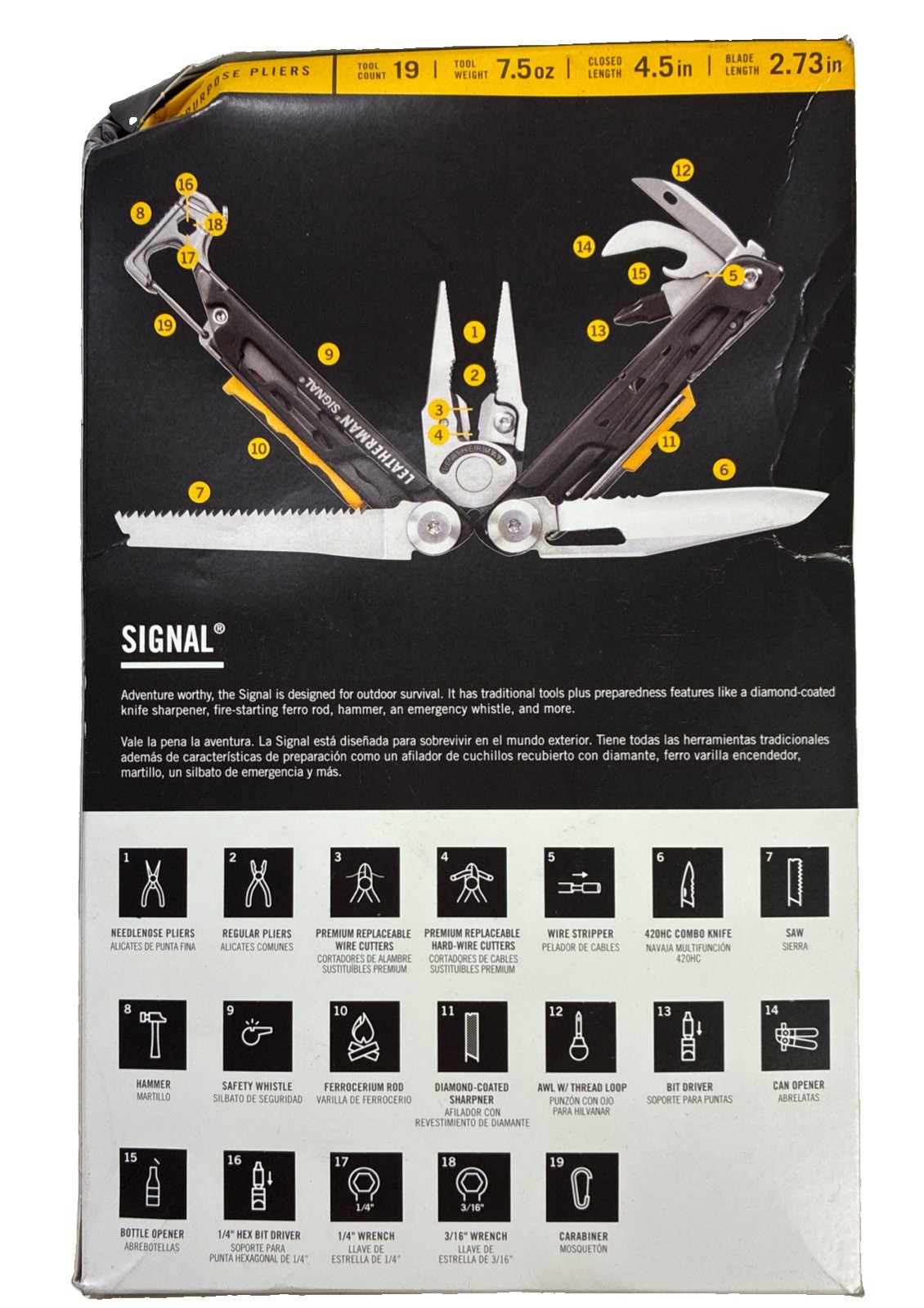 LEATHERMAN Signal 19 in 1 Multi-tool for Outdoors Camping Hiking Fishing DMG Box