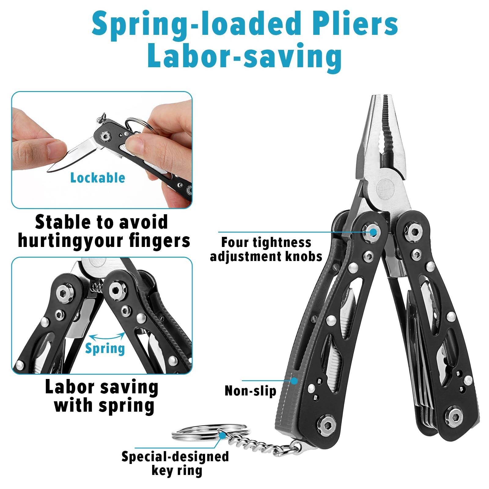 Multi-Function Pliers Small, 13 in 1 Mini Multi-Tool with Pliers, Multi-Function Sto…