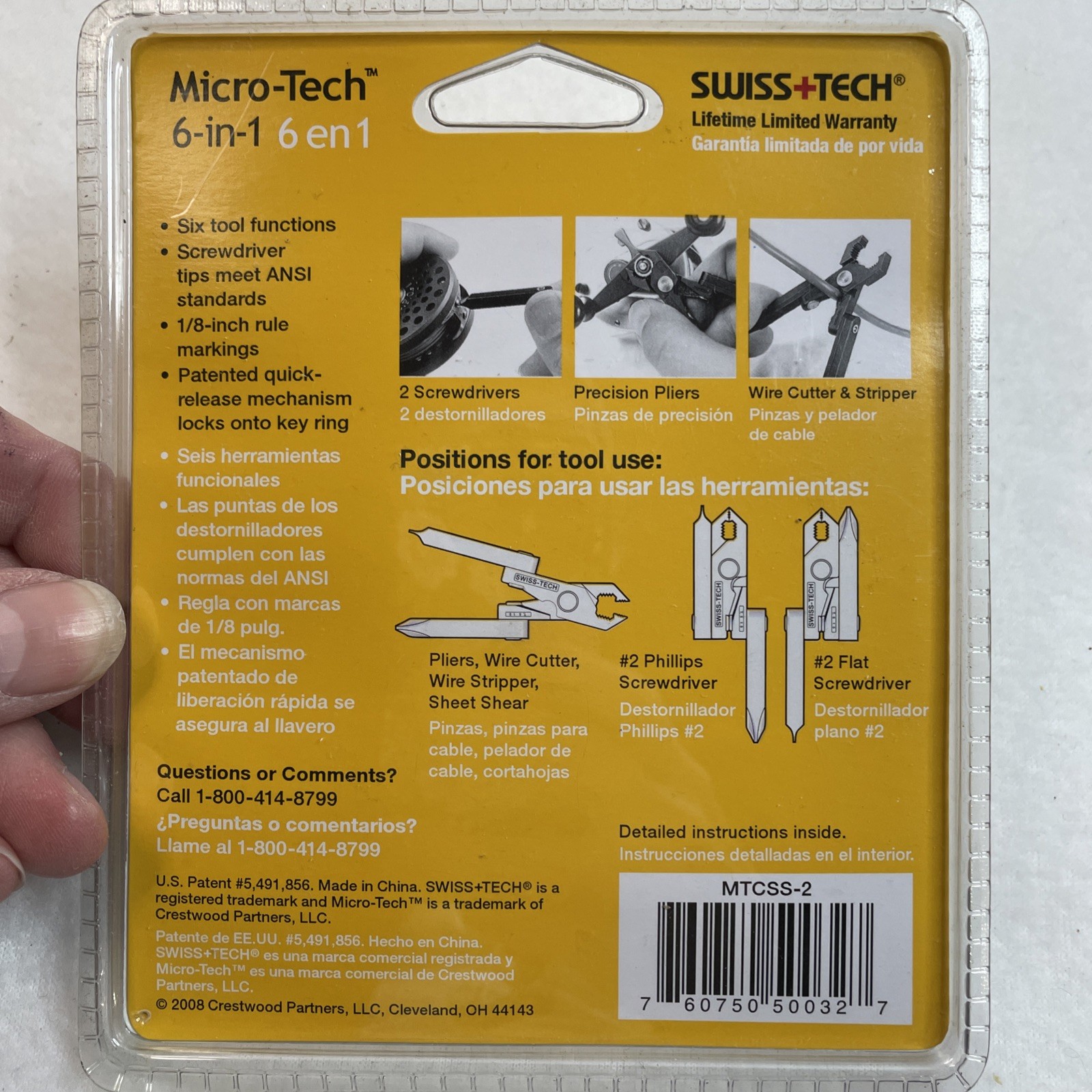 Micro-tech 6-in-1 Key Chain ring Tool Swiss +Tech Screw Driver Cutter Pliers New
