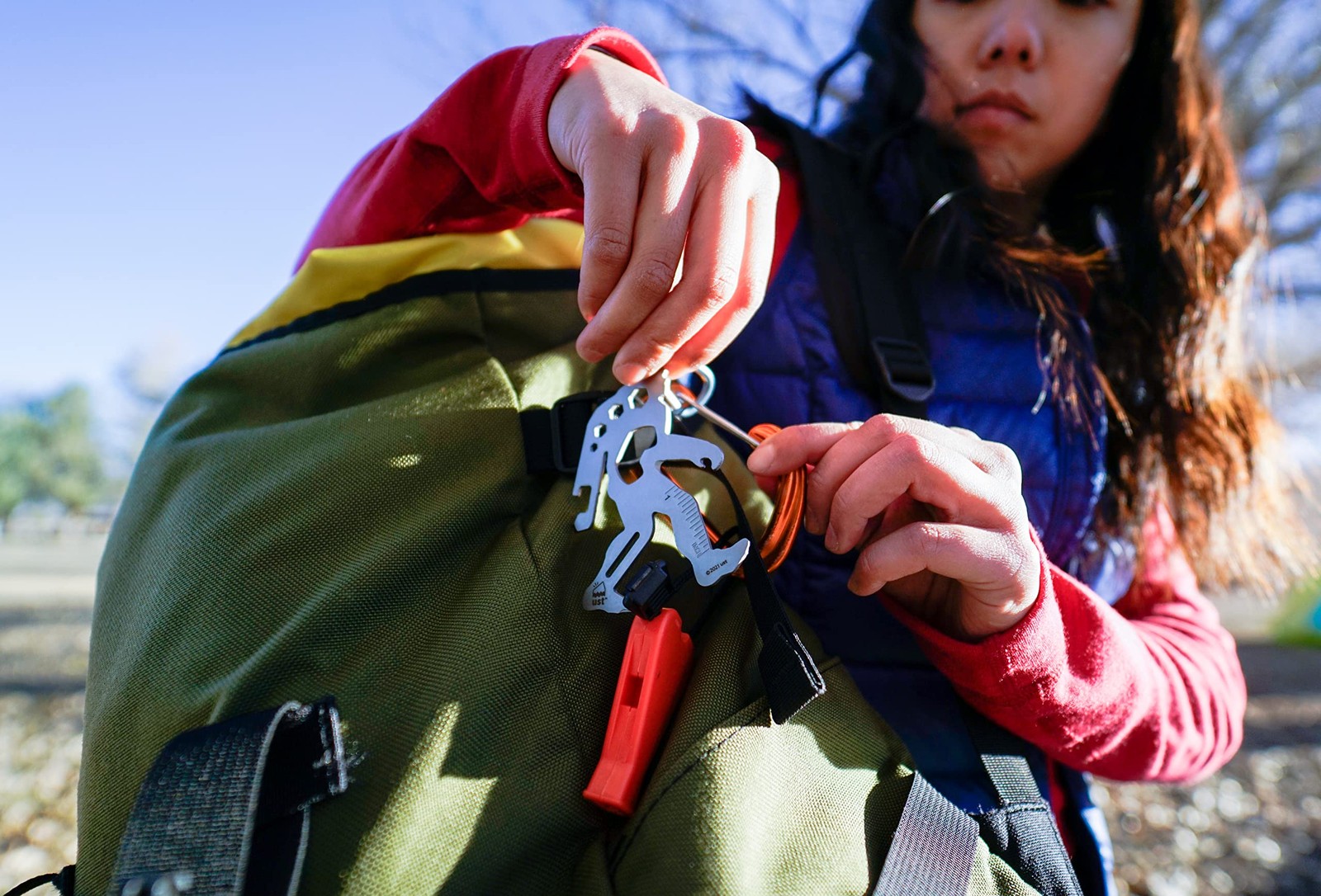 Sasquatch Pocket Multi Tool with Carabiner Stainless Steel 8 in 1 Travel Safe