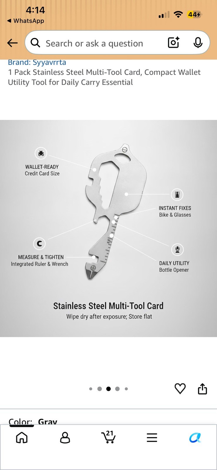 Stainless Steel Multi-Tool Card, Compact Wallet Utility Tool for Daily Carry