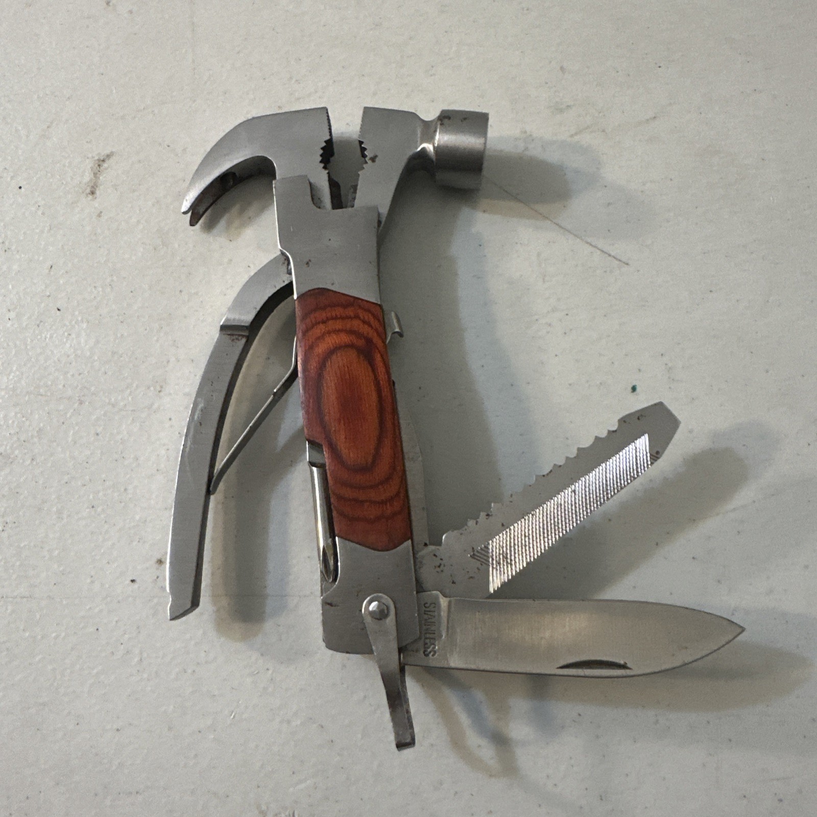 Sheffield 12913 The Hammer 14-In-1 Multi Tool Stainless Steel & Hardwood Handle