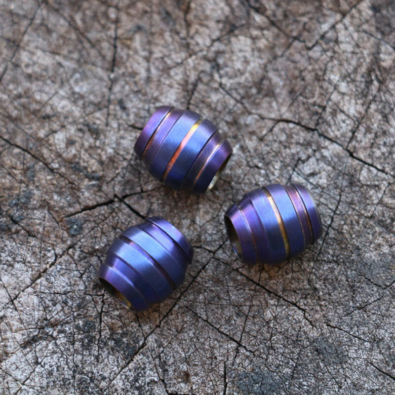 3pcs Titanium Bead Knife Parachute Lanyard Bead EDC Pendant Beads Keychain Tool