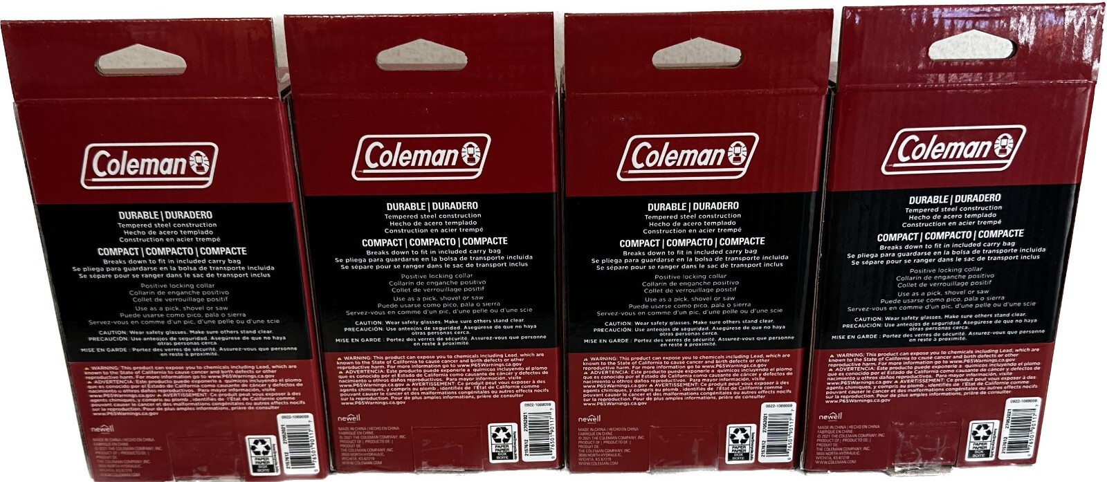 4 Pk Coleman Folding Shovel with Pick Durable Tempered Steel Construction (New)