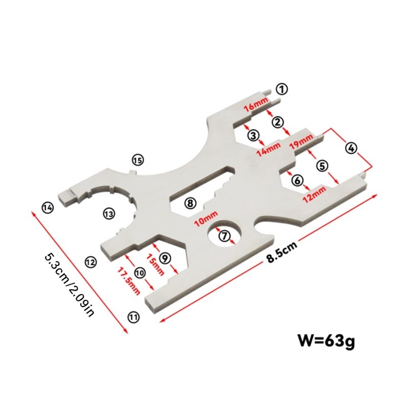 Profession 15 in 1 Multitool for Scubas Diving Equipment Repair Stainless Steel