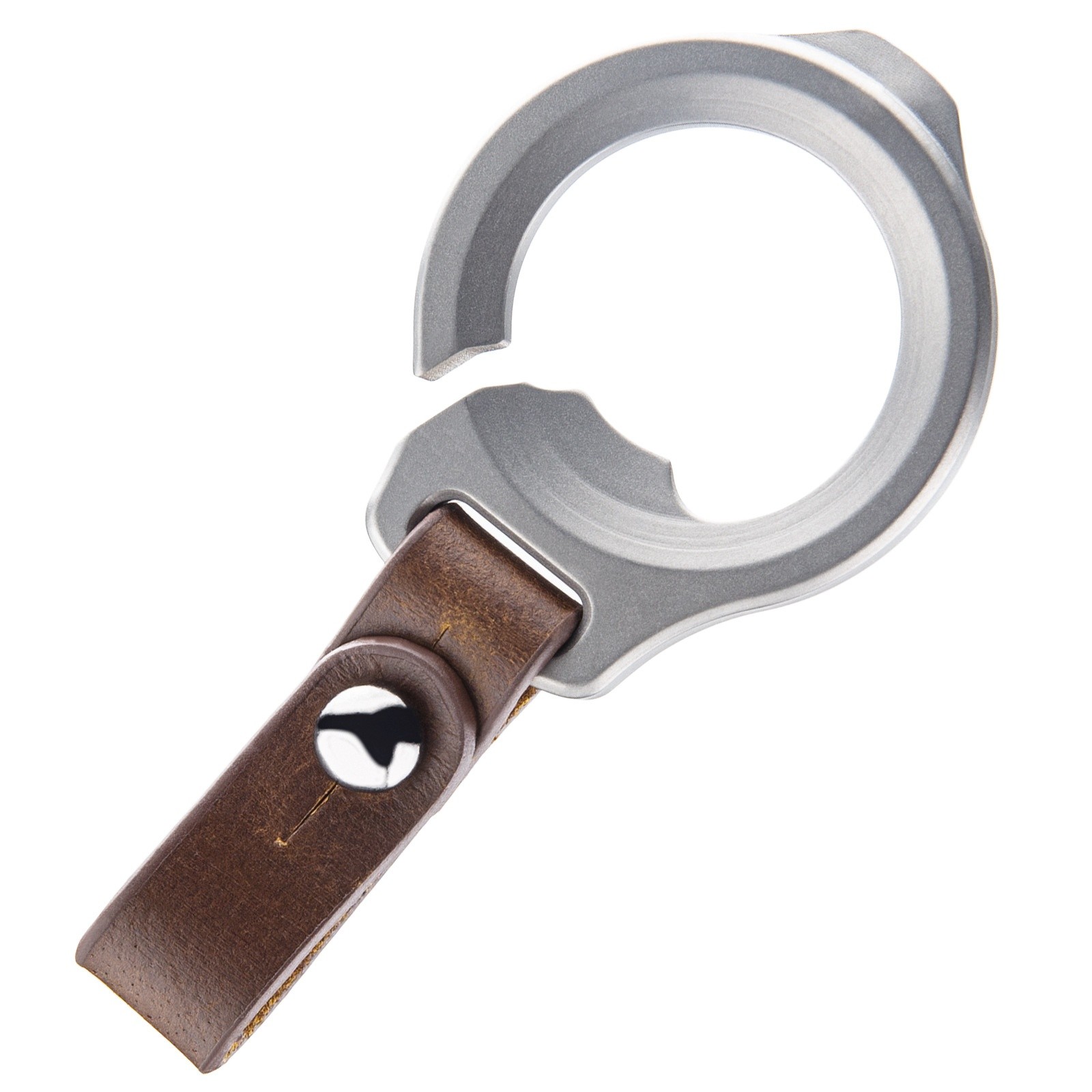 Titanium Alloy EDC Keychain Bottle Opener Pry Tool with Leather Strap Portable