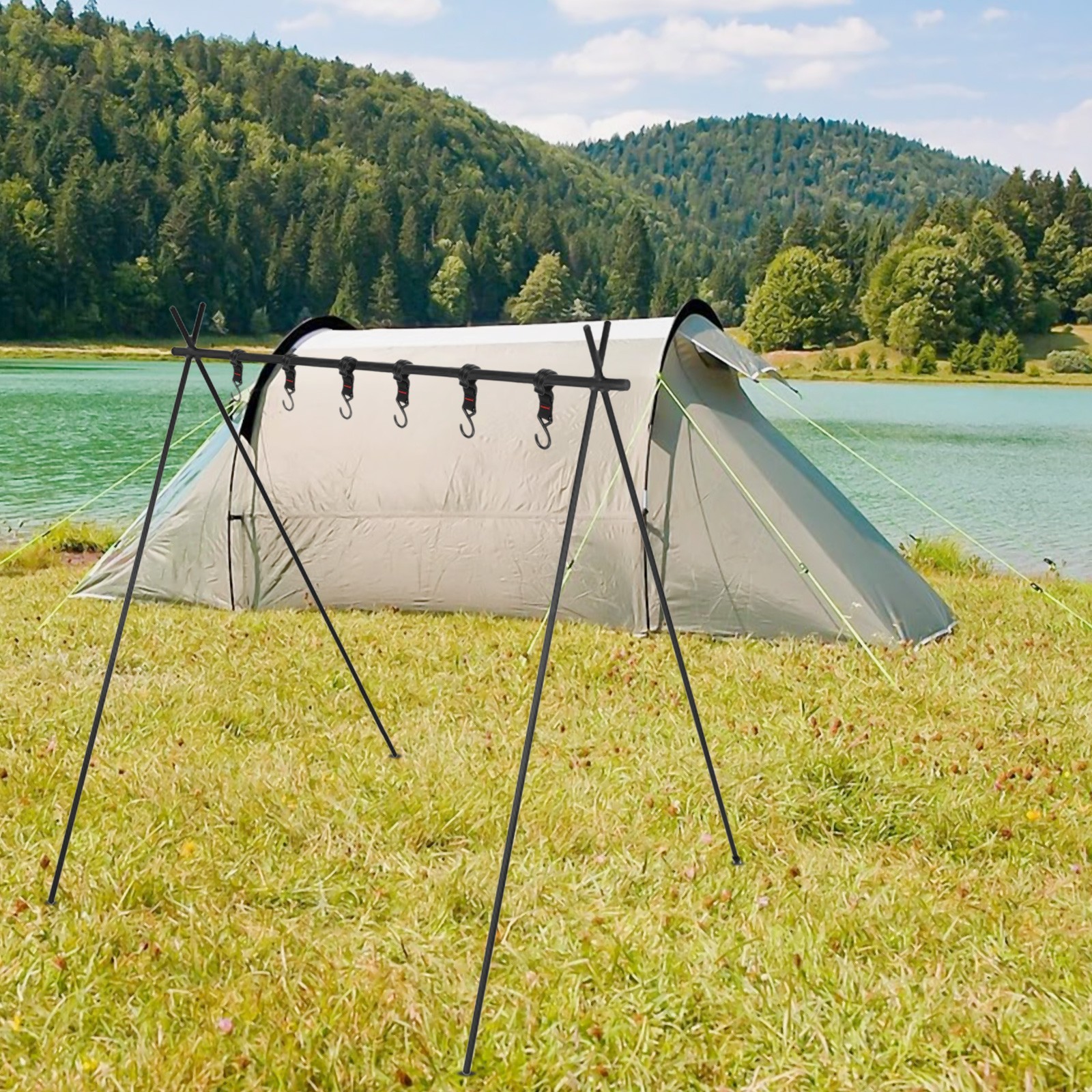 Heavy-Duty Outdoor Camping Triangular Hanging Rack – Easy Setup & Compact