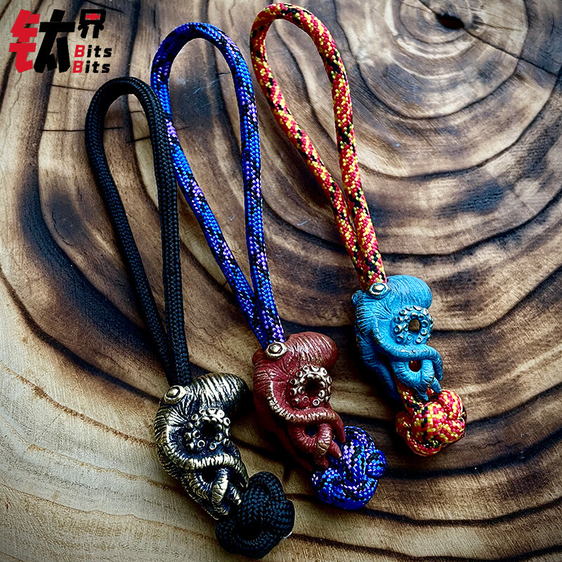 New Pure Brass Octopus Beads Pendant Paracord Decorations Edc Multif Tools