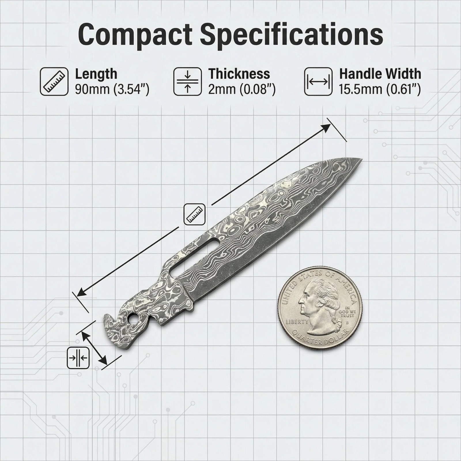 [USA Stock] – VG10 Damascus MAIN BLADE for LEATHERMAN ARC/FREE P2 P4