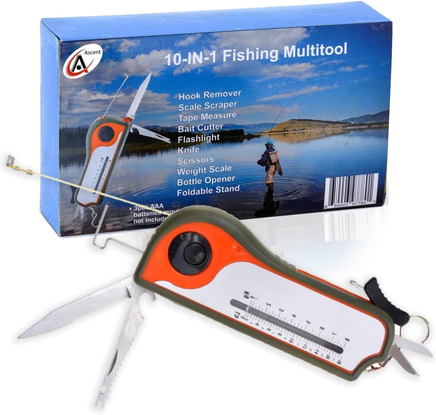 Fisherman Gift Tool Fishing Multitool Hook Remover Scale Scraper Tape Measure