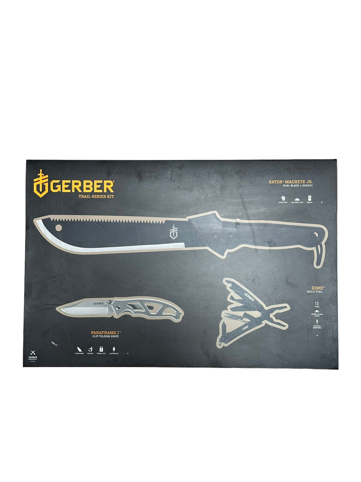 Gerber Trail Series Kit-3-in-1 Gator Machete Jr Paraframe & Dime Multi-tool New