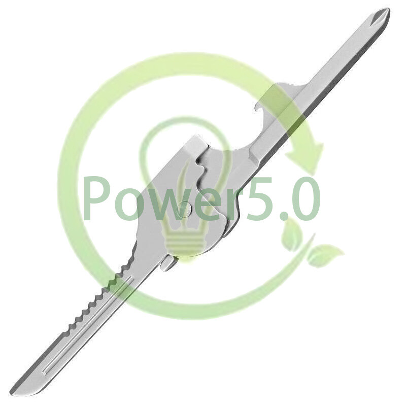6 in 1 Utile-Key Tool Keyring Keychain Multifunction Stainless Steel 1PCS