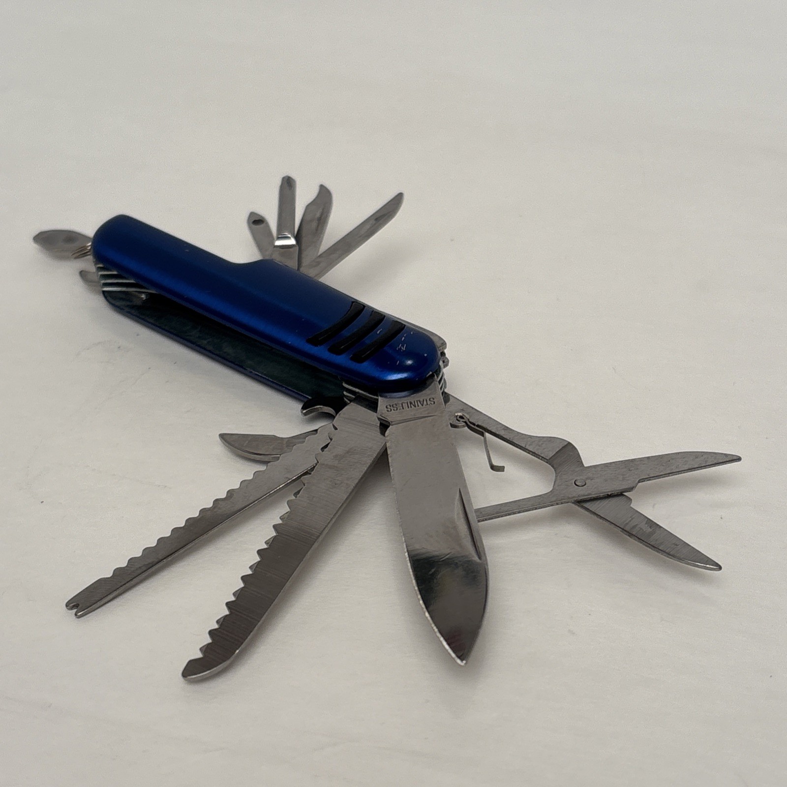Multi-Use Pocket Knife with Survival Tools Blue w/ Black Accents Camp Hunt Fish