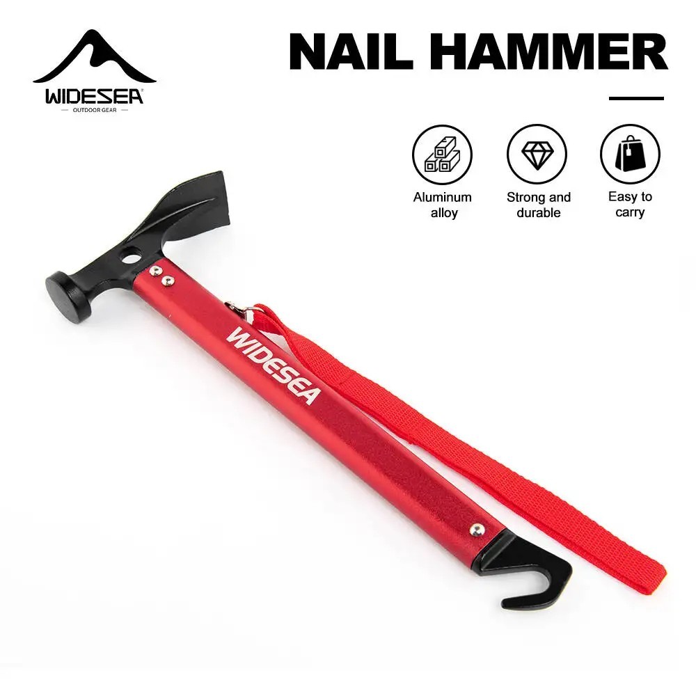 Widesea Aluminum Alloy Camping Nail Hammer Strong Durable Easy to Carry Multifun
