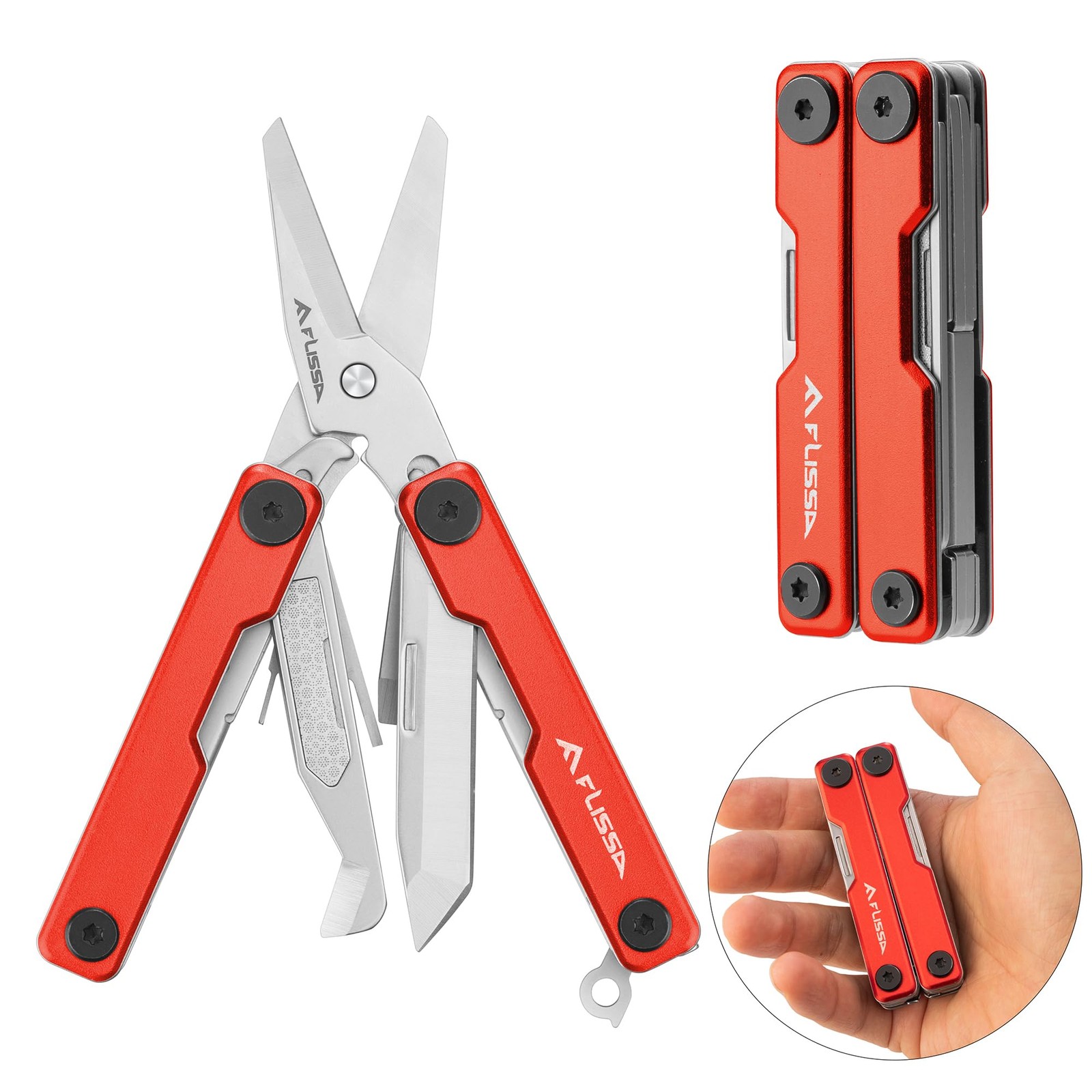 Multitool Scissors, 11-in-1 Multi Tool Pocket Knife, Stainless Steel Mini Mul…