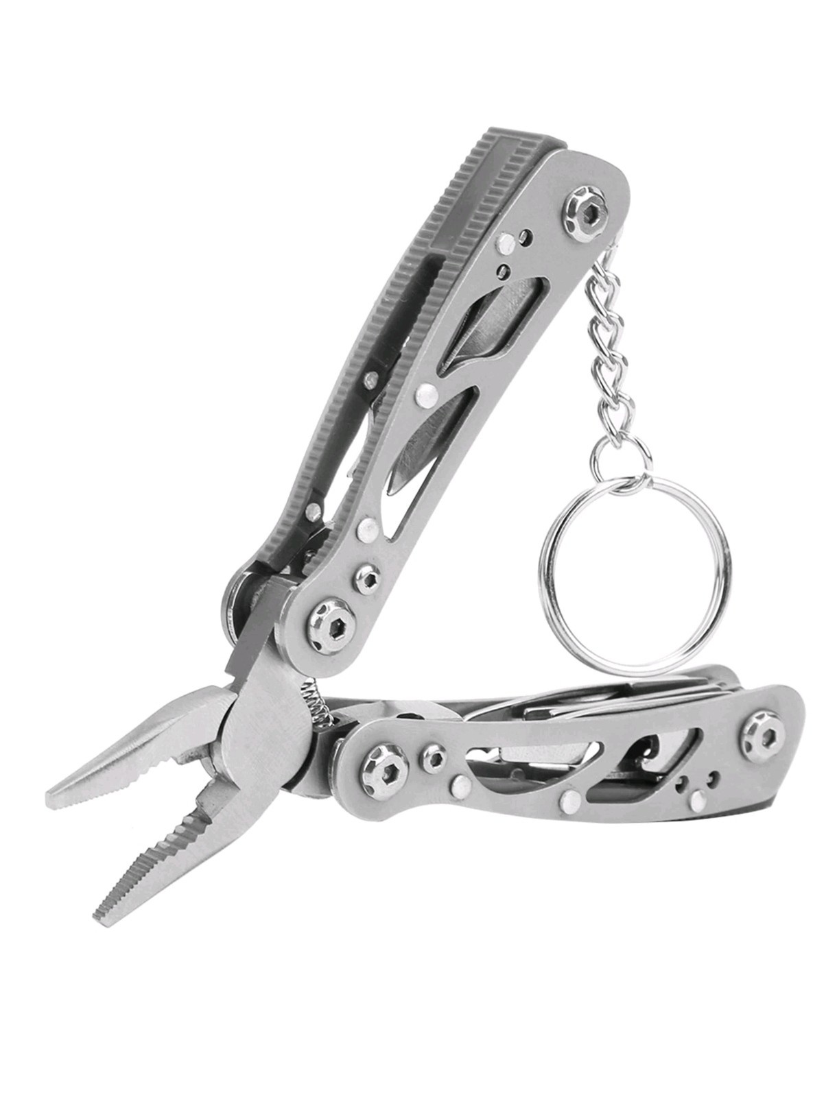 Multifunction Stainless Steel MultiTool – Small Size Folding Pliers with Key Ring