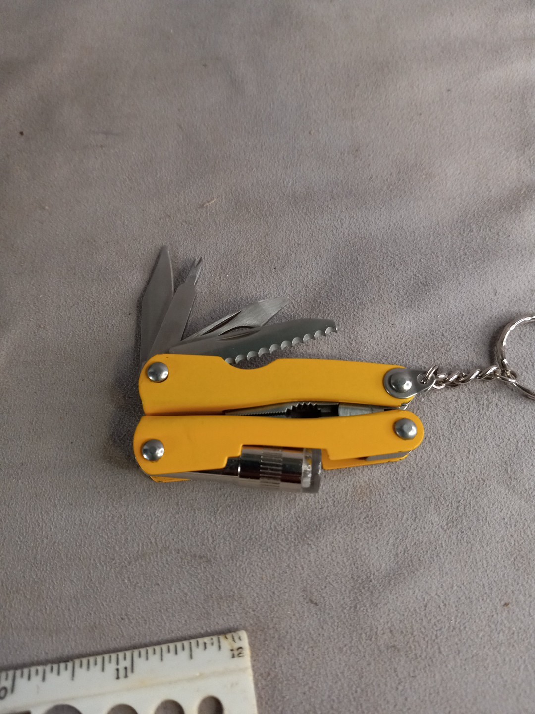 Cabelas Yellow Mini Multi-Tool With LED Light Tool With Belt Carrying Case