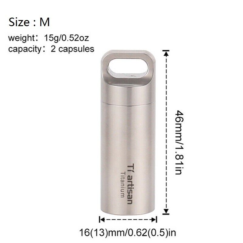 Tiartisan Outdoor Titanium Alloy Waterproof Pill Box Case Container Survival EDC
