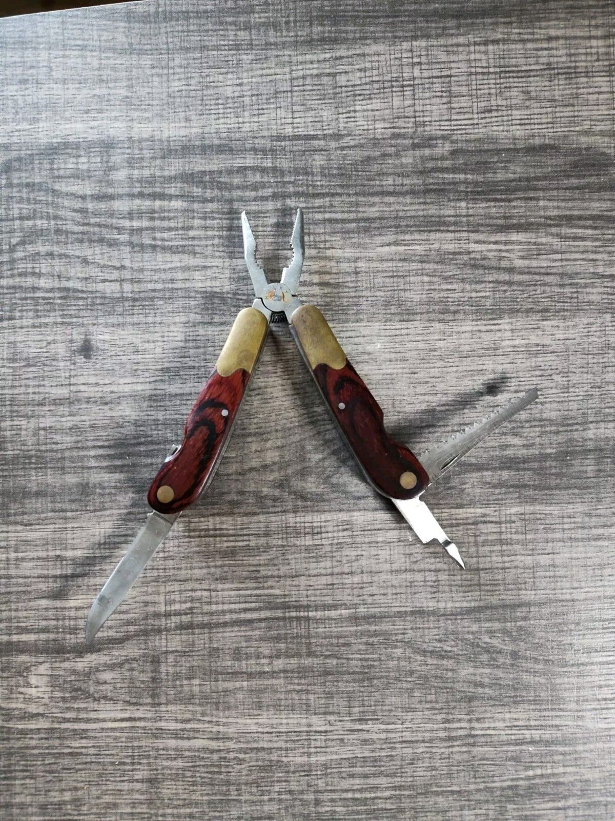Vintage Husky 25 Years 25th Anniversary Limited Edition Multi-Tool Brass & Wood