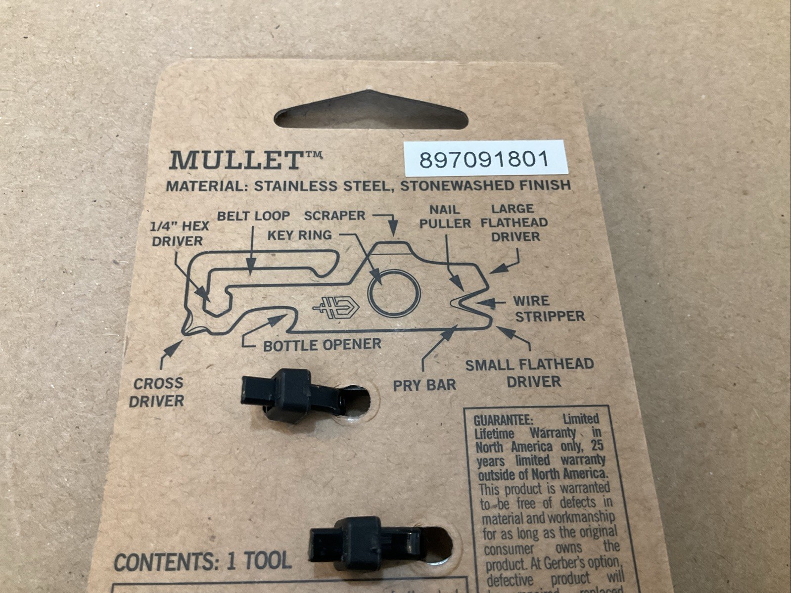 Gerber Mullet Keychain Multi Tool 9 in 1 Belt Loop Carry Travel Friendly