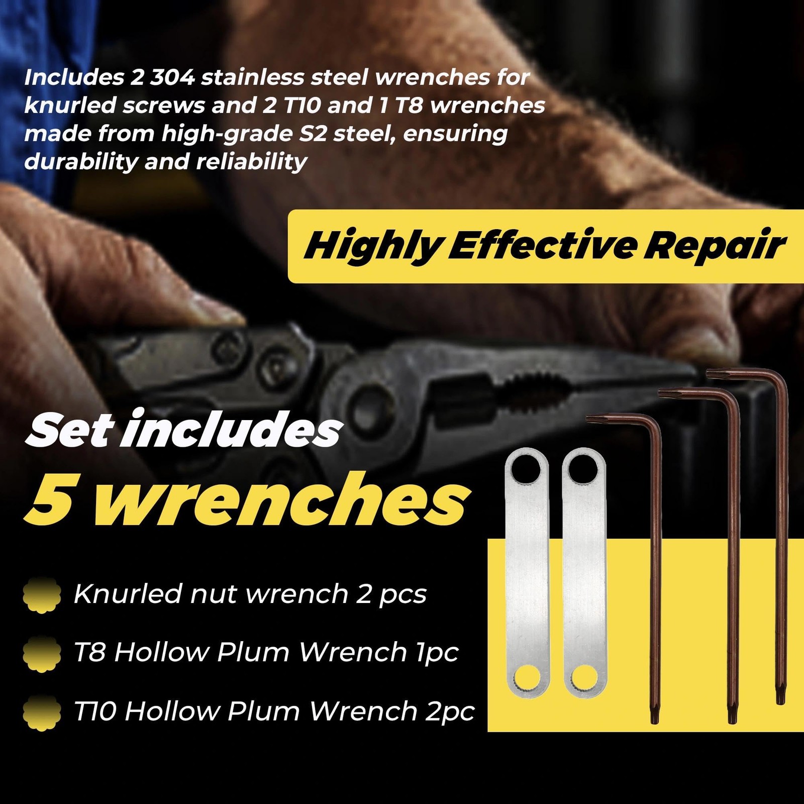 Wrench Set for Multi-Tools – Includes 2 304 Stainless Steel Knurled Nut Wrenc…