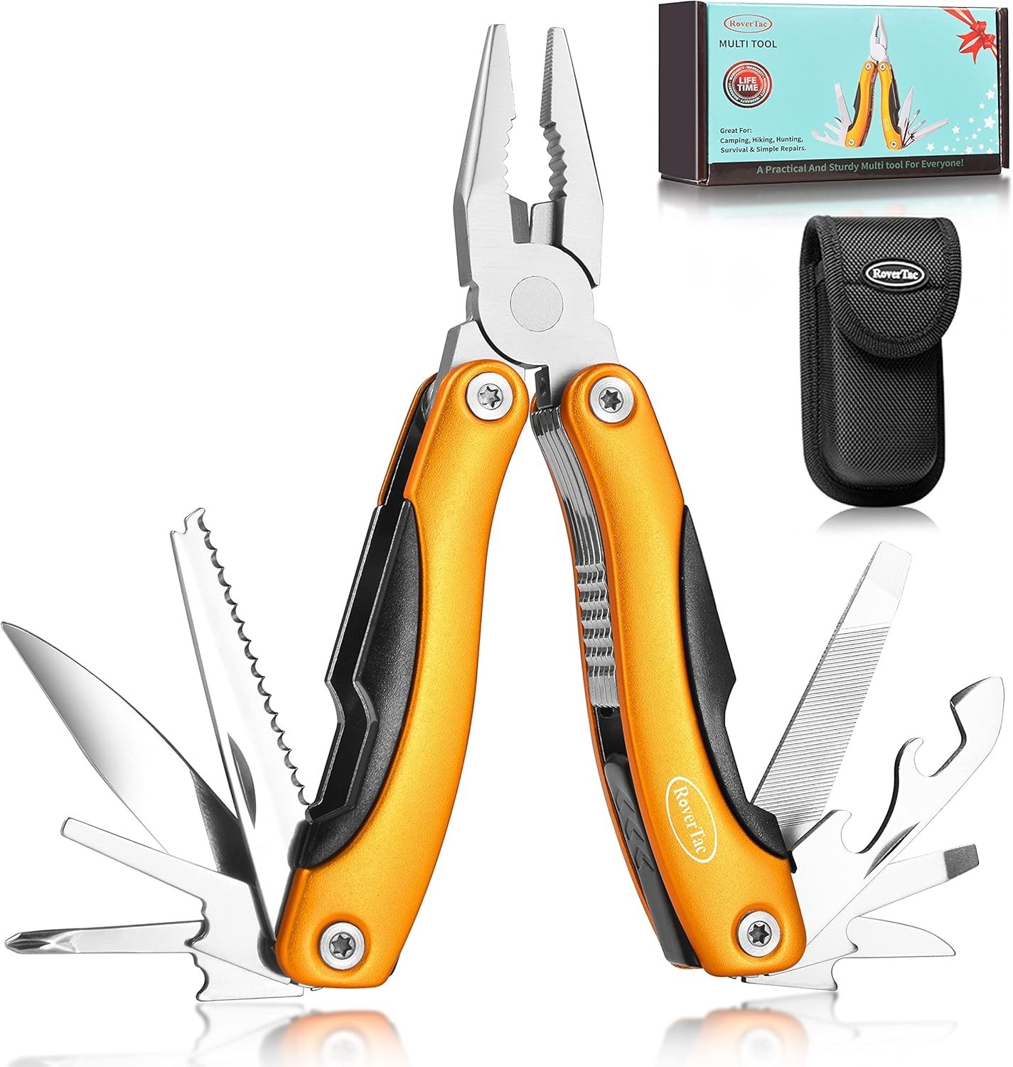 RoverTac 14 In 1 Multitool Pliers Knife Screwdriver Bottle Opener Saw Camp Fish