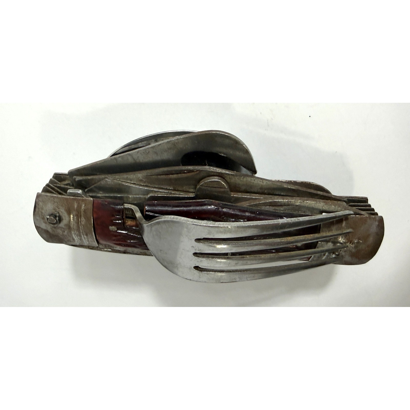 Vintage 10 Blade Multi-Tool Pocket Knife Utensil Set Fork Spoon Saw Blade – More