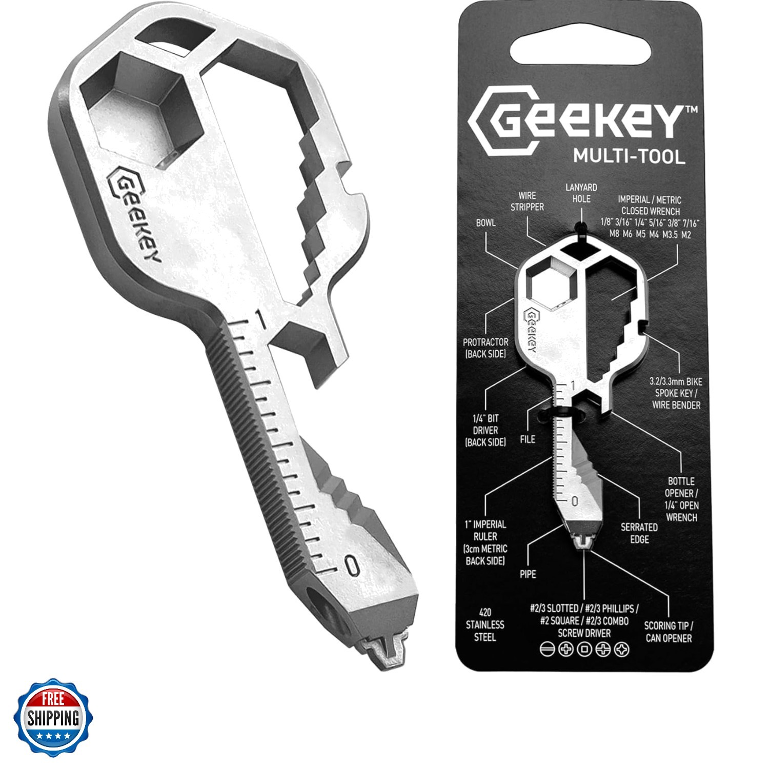 Keychain Multitool – EDC Tool with 16+ Functions | Small Bottle Opener keycha…