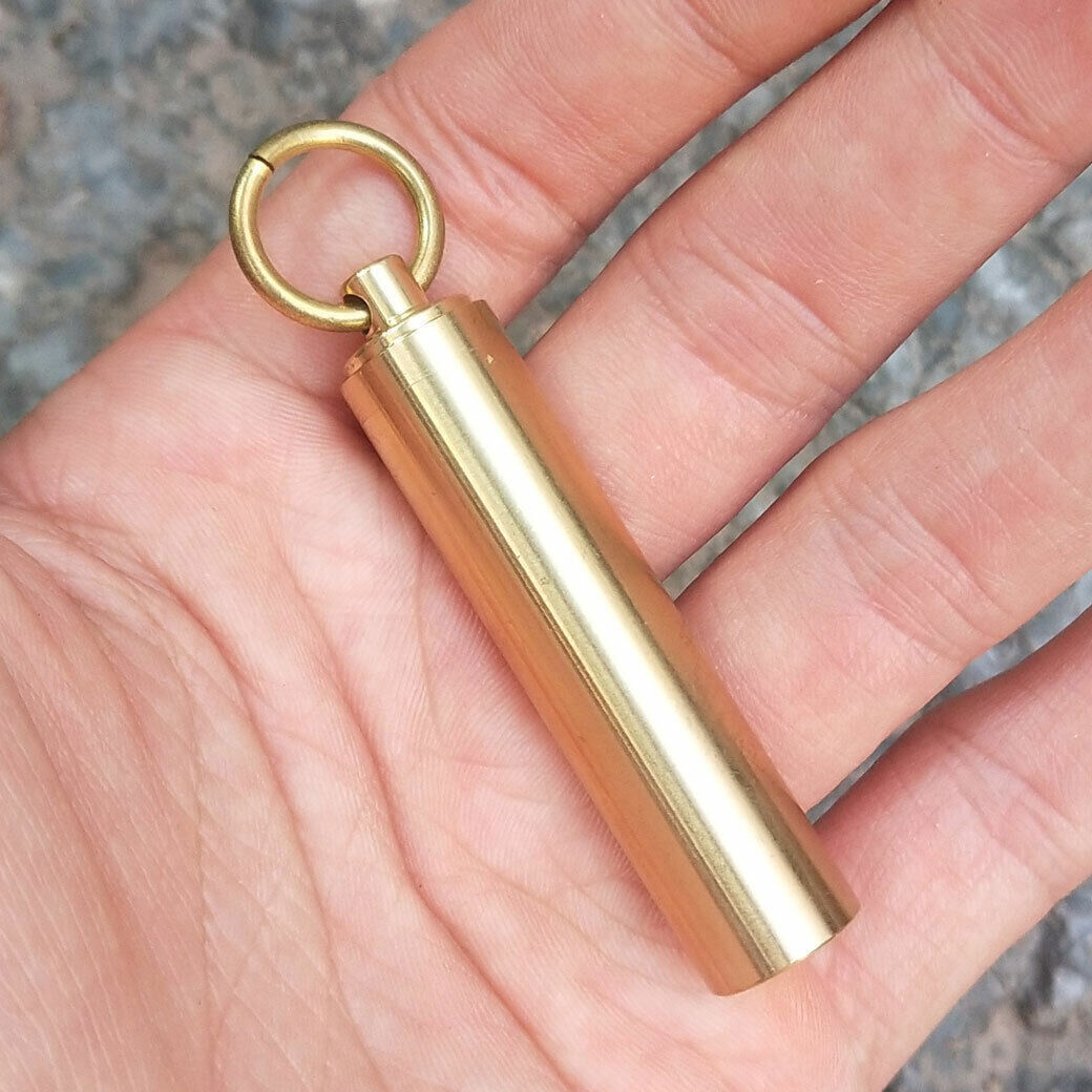 Solid Brass Self-defense Mini Waterproof Storage Container Box EDC Tool Pill