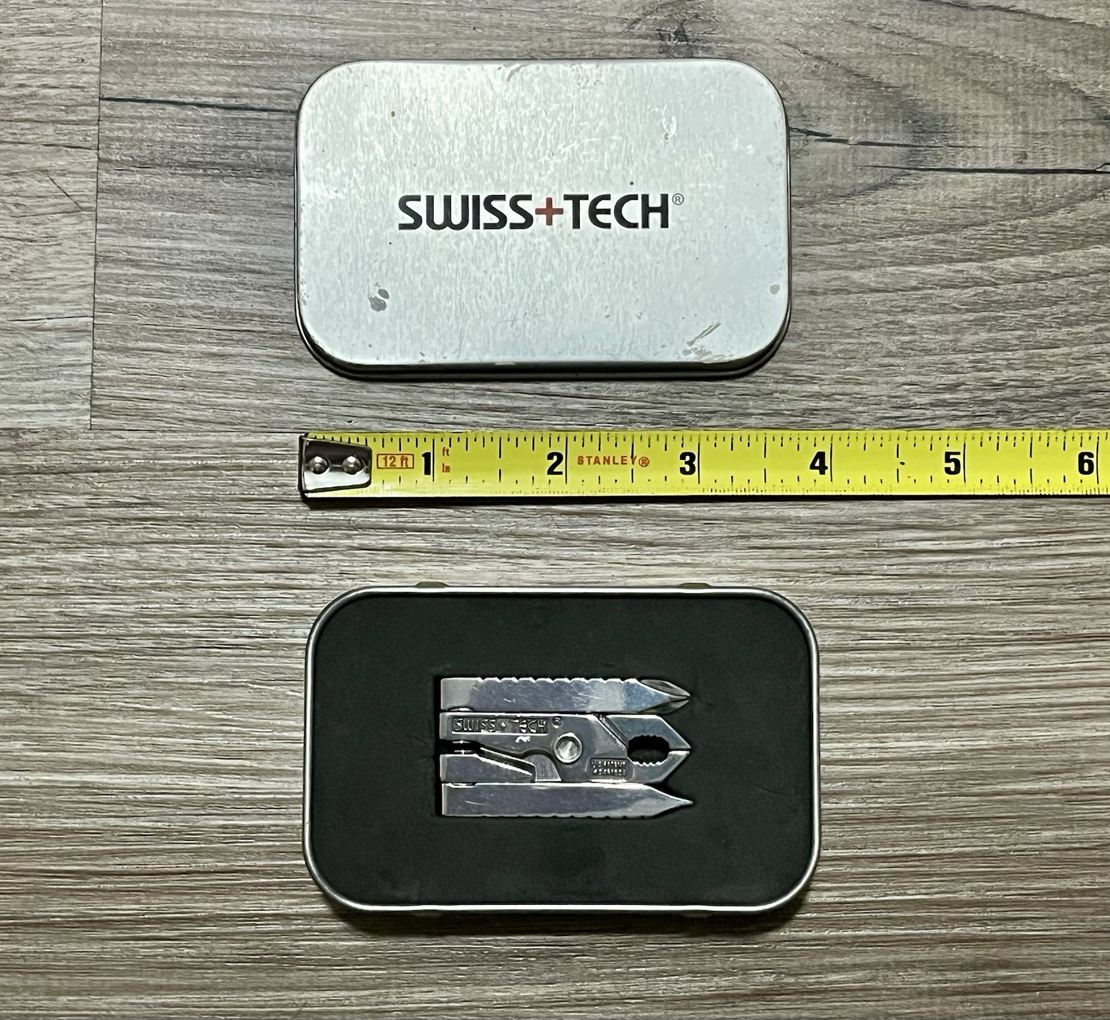 Swiss-Tech Micro Plus 6 in 1 Multi Mini Tool Pocket Pliers Screwdriver Tin Case
