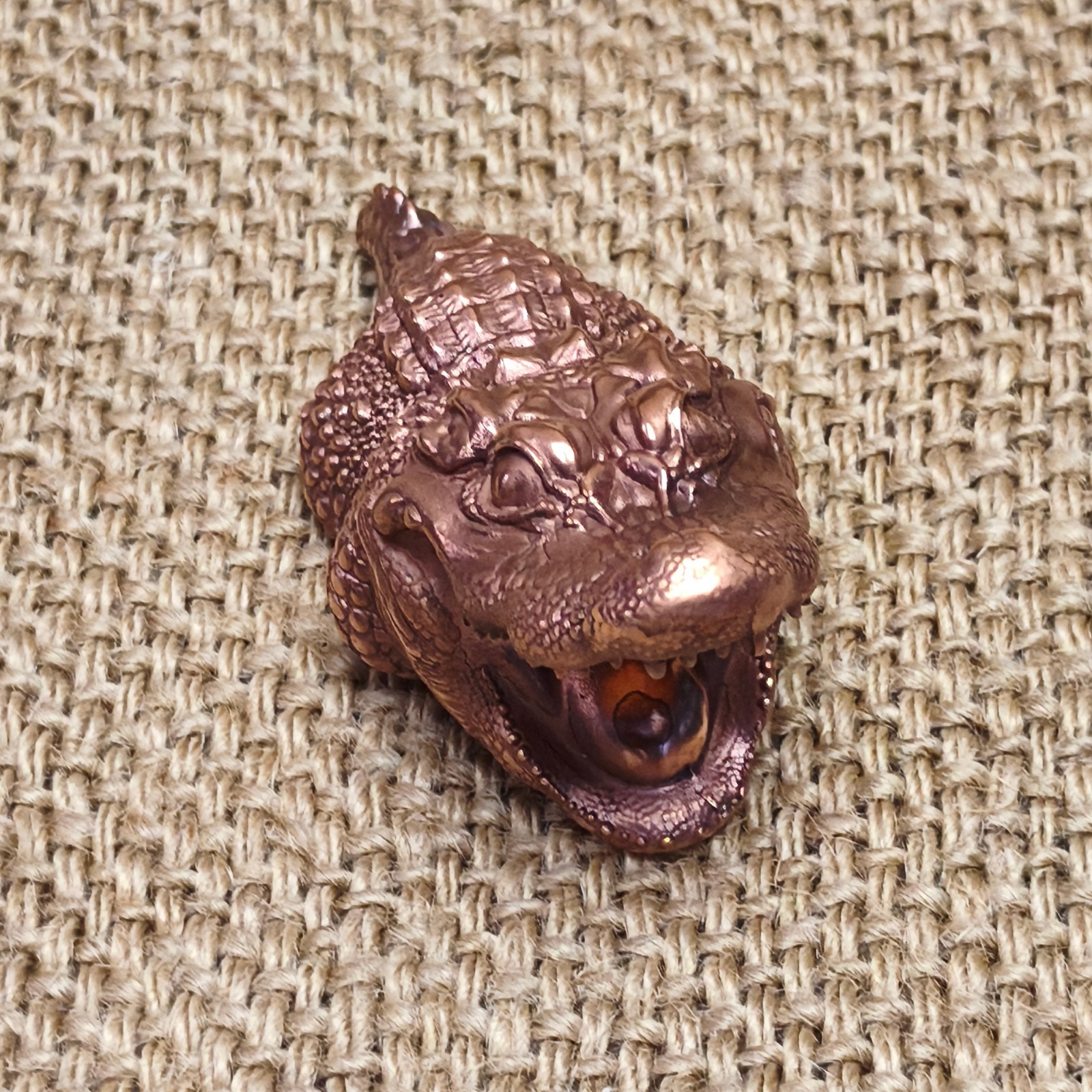Purple copper Alligator Crocodile Gator ornament Solid handcraft statue reptile