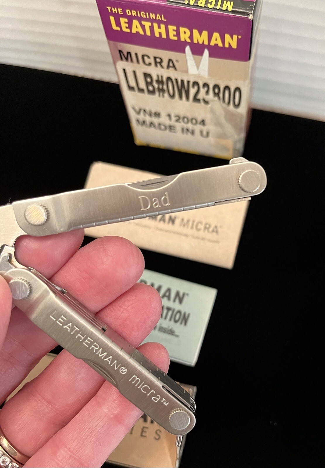 Vintage Leatherman Micra Multi-Tool Pocket Knife Engraved DAD