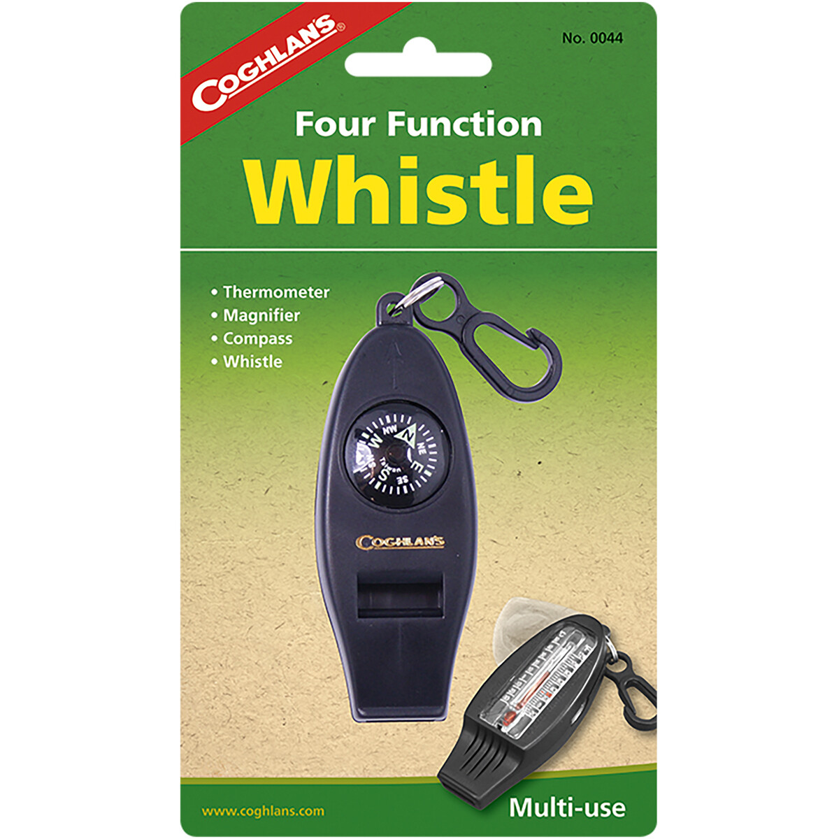 Coghlan’s Four Function Camping Emergency Whistle Compass Thermometer Magnifier