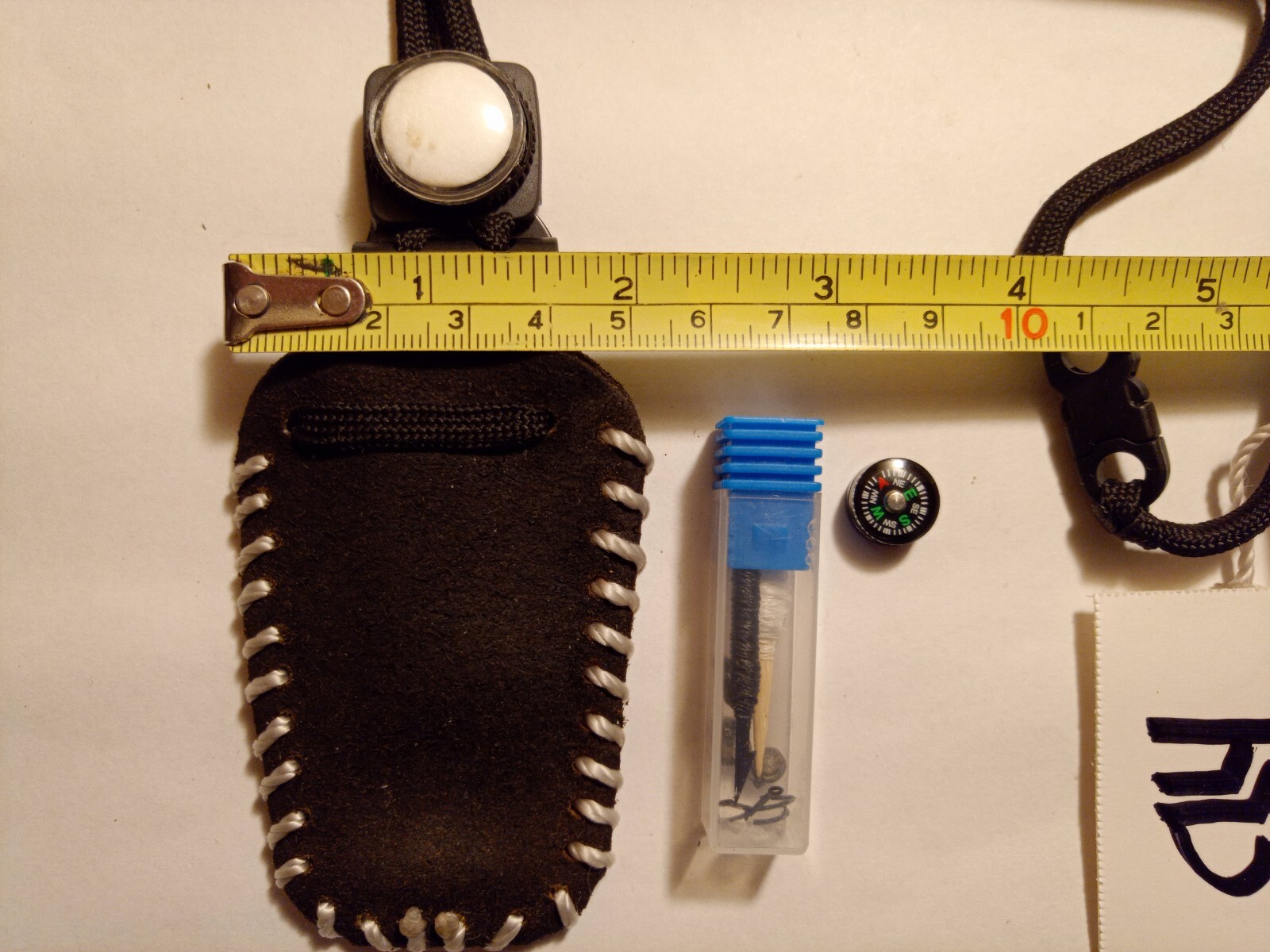 FIRE STARTER MINIMALIST LEATHER POUCH EDC SURVIVAL TOOLS FISHING GEAR & COMPASS