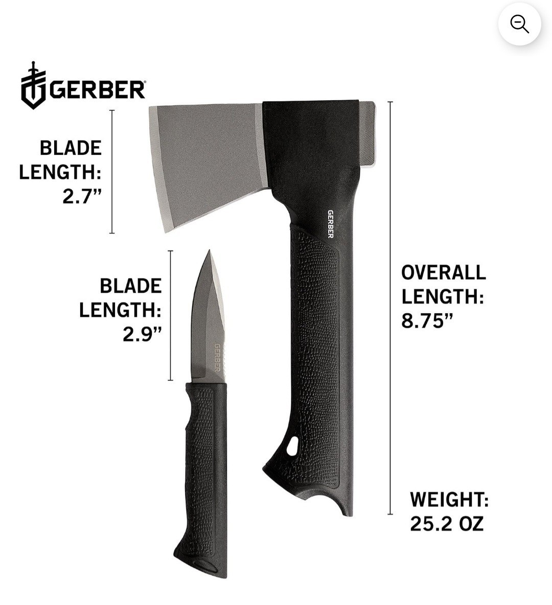Gerber Gator Combo Axe 3-in-1 Multi-Tool Kit Axe Knife Saw Forged Steel Sheath